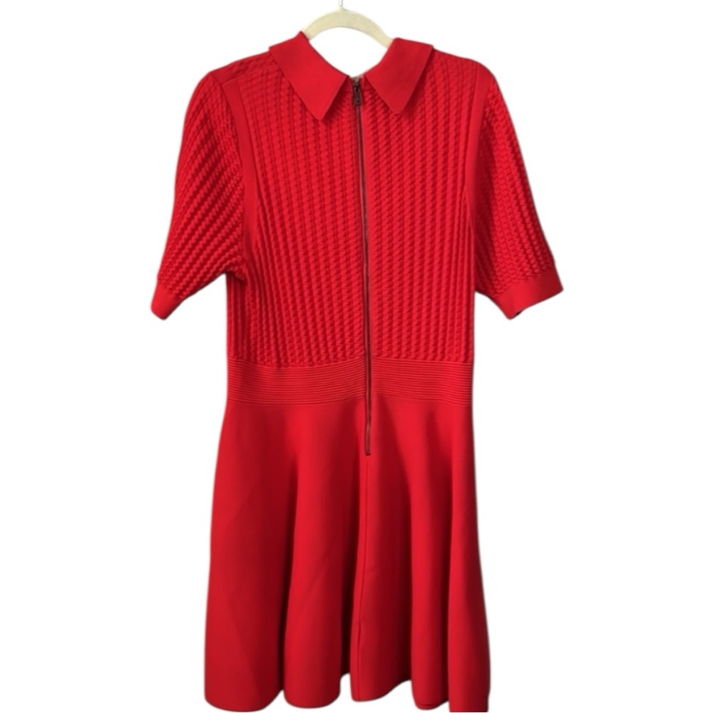 Ted Baker Mia Knit Ribbed Skater Dress In Red Size 5/12 - Picture 7 of 16